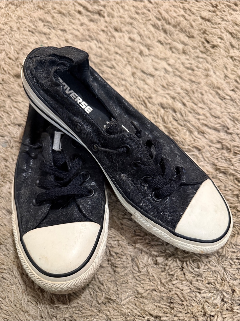 Converse Kids Black Low-Top Canvas Sneakers with White Toe